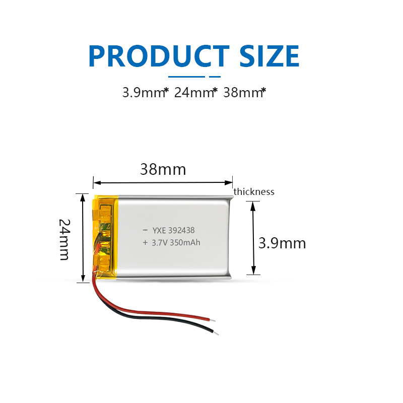 3.7 V Li-ion Battery 392438-350mah